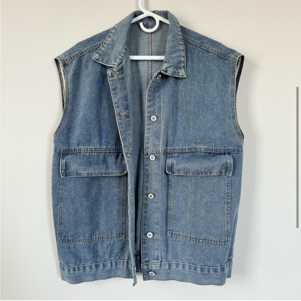 Over sized denim vest jacket